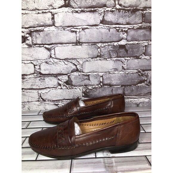 Lorenzo Banfi Brown Leather VTG Loafers Dress Shoes Men’s Sz 8.5M US/41.5-42EU - Picture 1 of 16